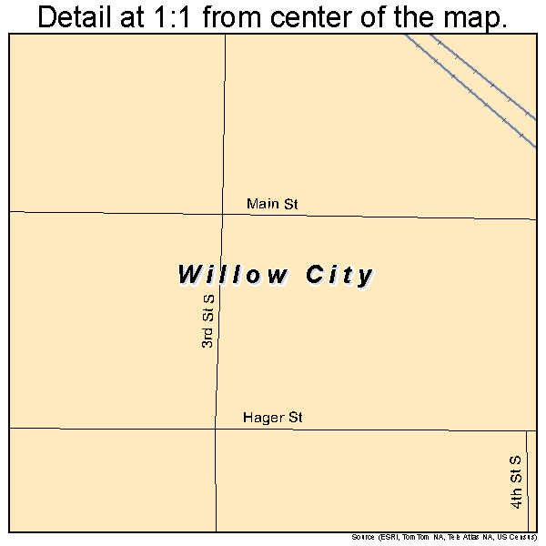 Willow City, North Dakota road map detail