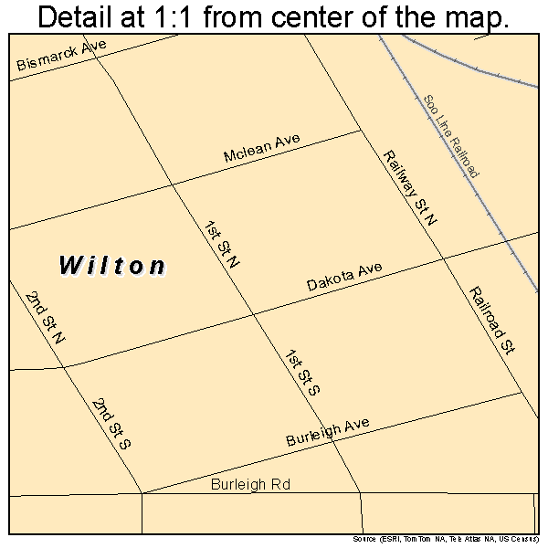 Wilton, North Dakota road map detail