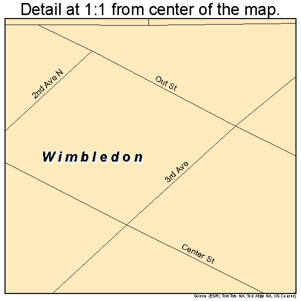 Wimbledon, North Dakota road map detail