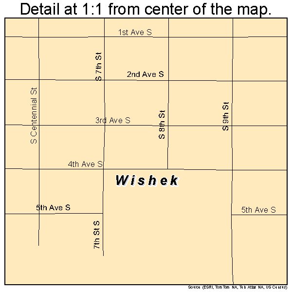 Wishek, North Dakota road map detail