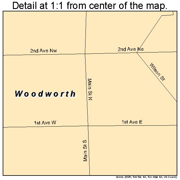 Woodworth, North Dakota road map detail