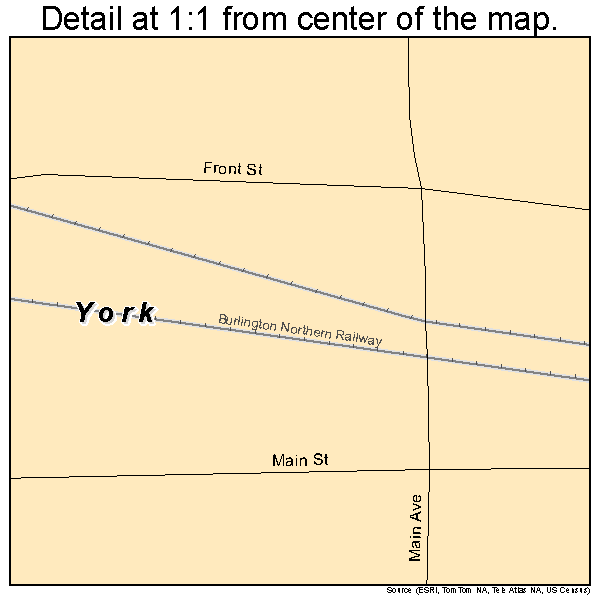 York, North Dakota road map detail