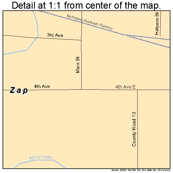 Zap, North Dakota road map detail