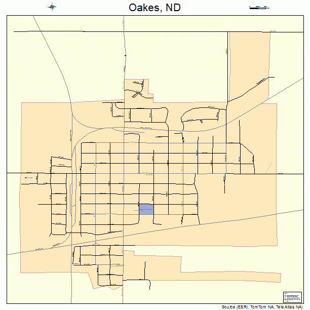 Oakes, ND street map