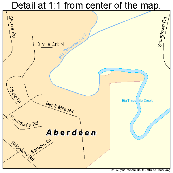 Aberdeen, Ohio road map detail