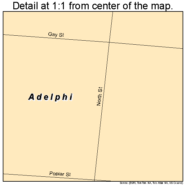 Adelphi, Ohio road map detail