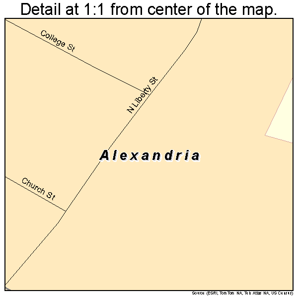 Alexandria, Ohio road map detail