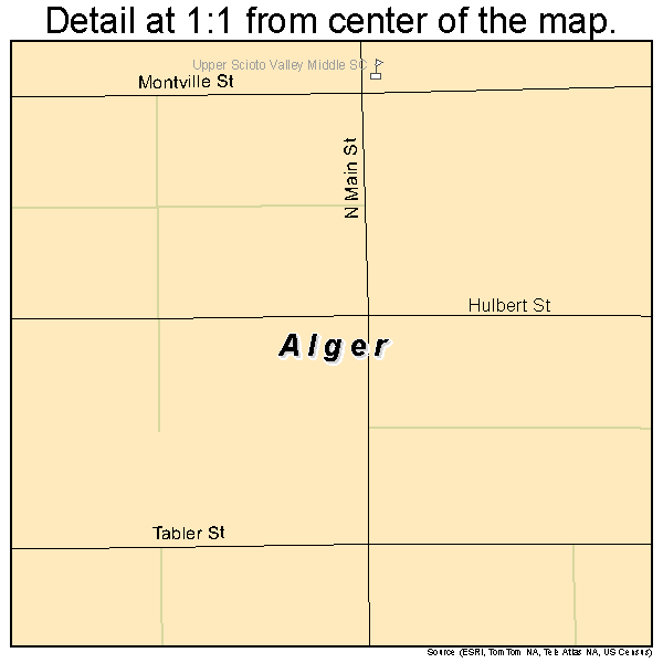 Alger, Ohio road map detail