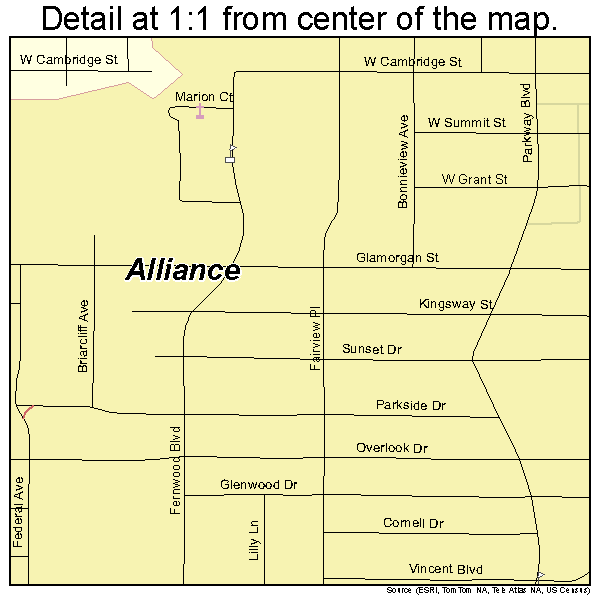 Alliance, Ohio road map detail