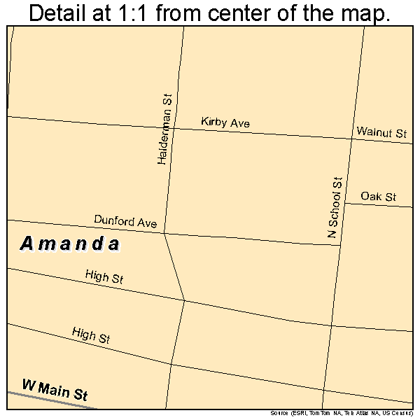 Amanda, Ohio road map detail