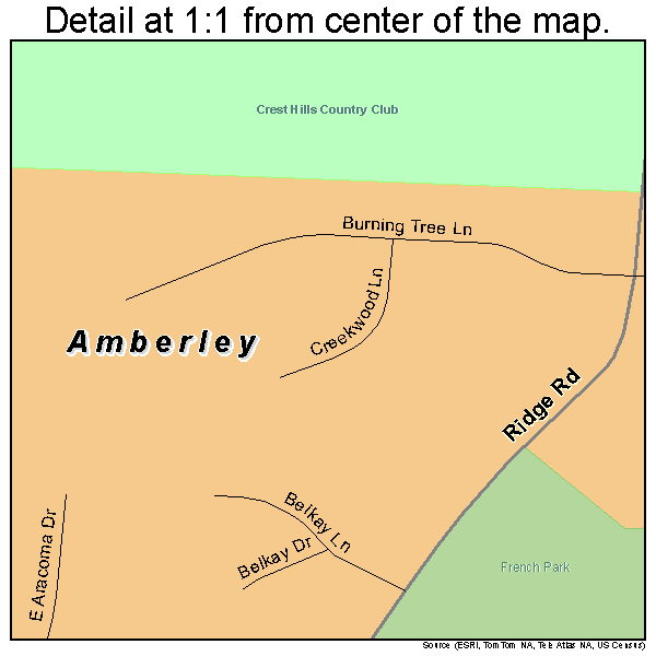 Amberley, Ohio road map detail