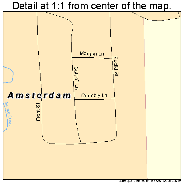 Amsterdam, Ohio road map detail