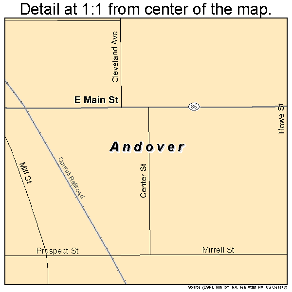 Andover, Ohio road map detail