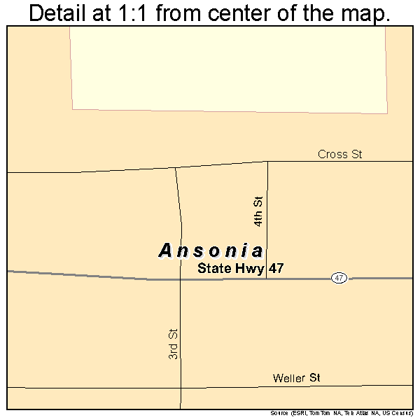 Ansonia, Ohio road map detail