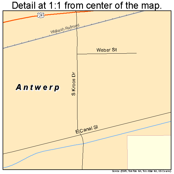Antwerp, Ohio road map detail