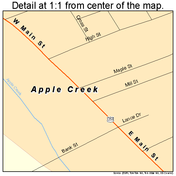 Apple Creek, Ohio road map detail