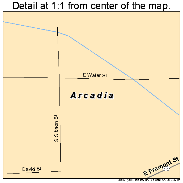 Arcadia, Ohio road map detail