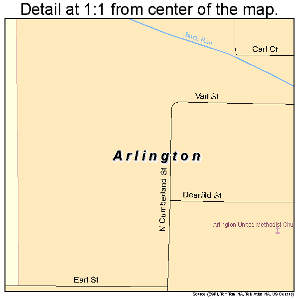 Arlington, Ohio road map detail