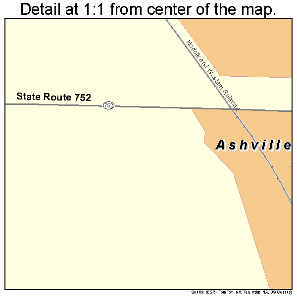 Ashville, Ohio road map detail