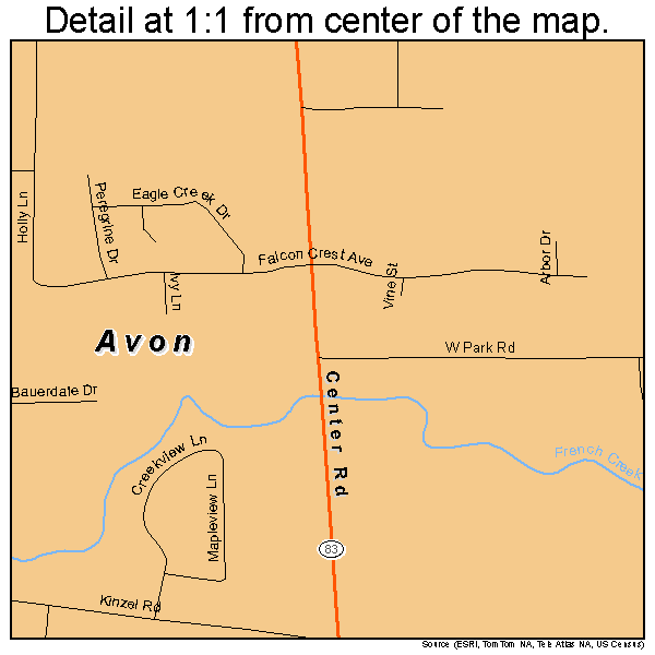 Avon, Ohio road map detail