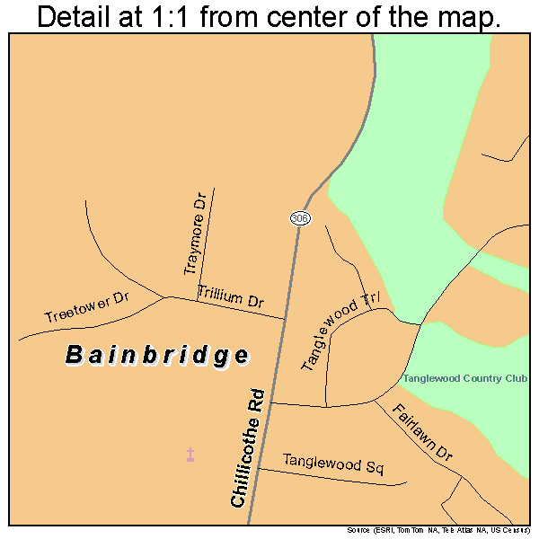 Bainbridge, Ohio road map detail