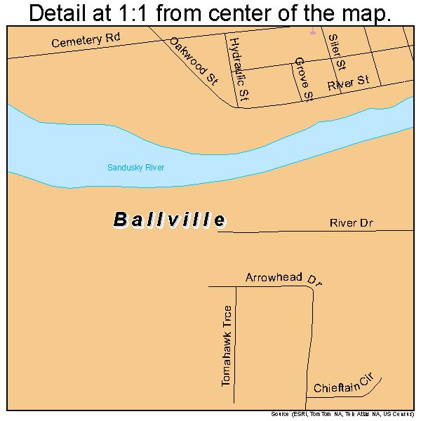 Ballville, Ohio road map detail