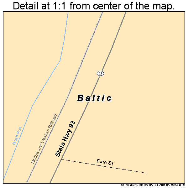 Baltic, Ohio road map detail