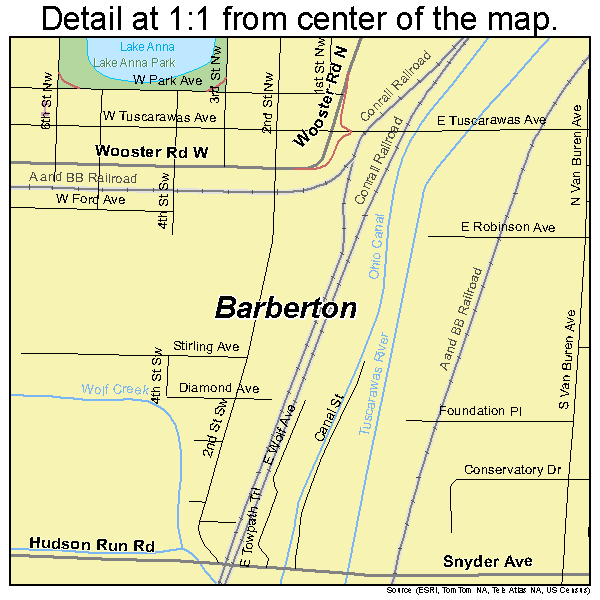 Barberton, Ohio road map detail