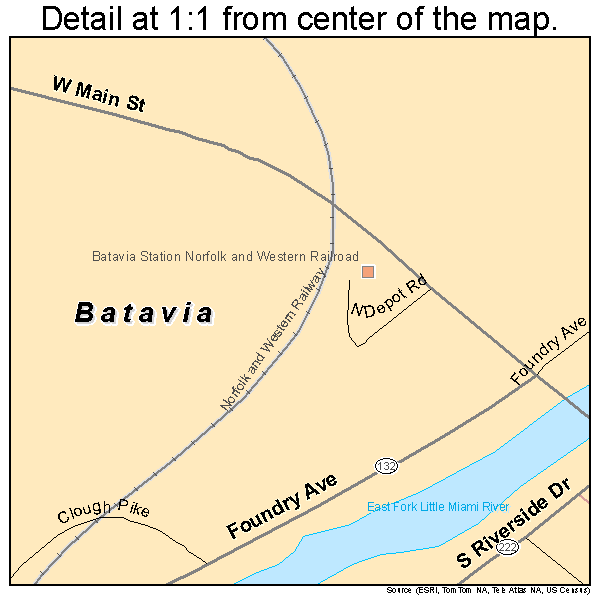Batavia, Ohio road map detail