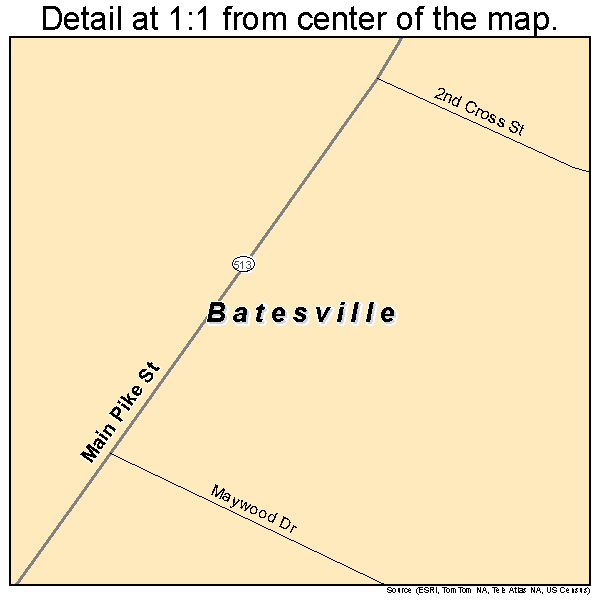 Batesville, Ohio road map detail