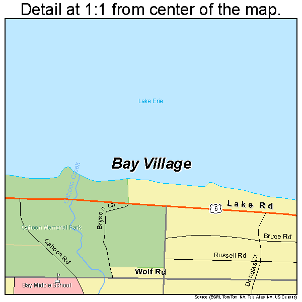 Bay Village, Ohio road map detail