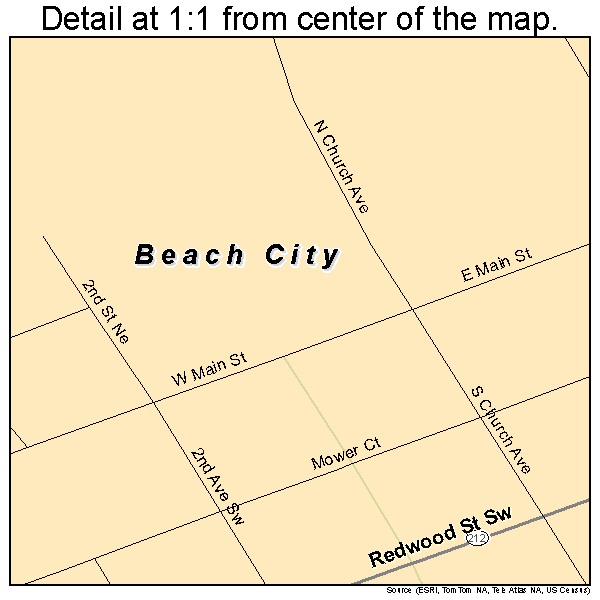 Beach City, Ohio road map detail