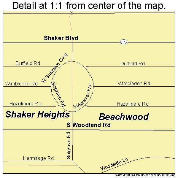 Beachwood, Ohio road map detail