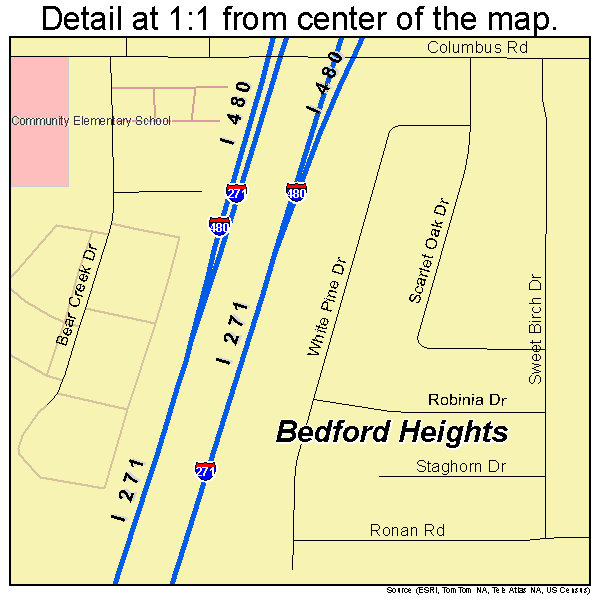 Bedford Heights, Ohio road map detail