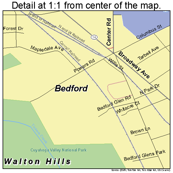 Bedford, Ohio road map detail