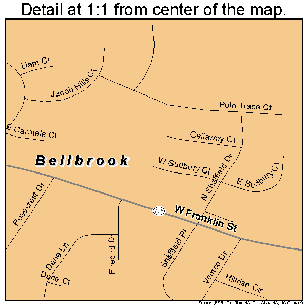 Bellbrook, Ohio road map detail