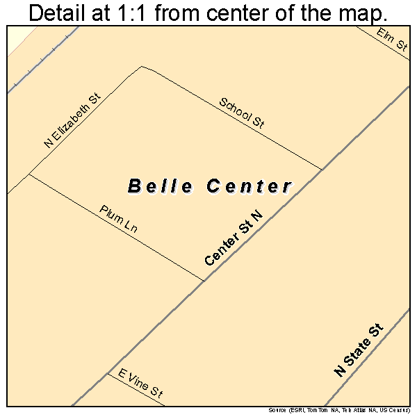 Belle Center, Ohio road map detail