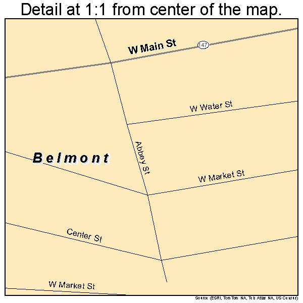 Belmont, Ohio road map detail