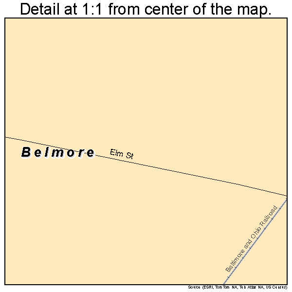 Belmore, Ohio road map detail