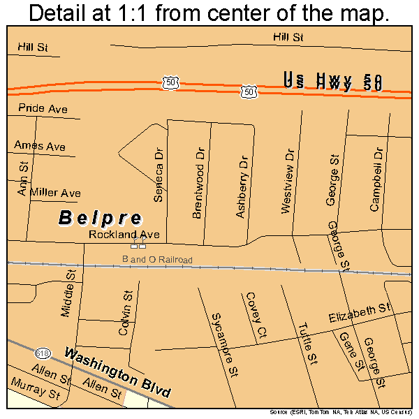 Belpre, Ohio road map detail