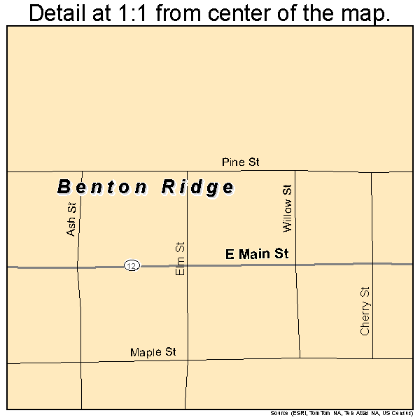 Benton Ridge, Ohio road map detail