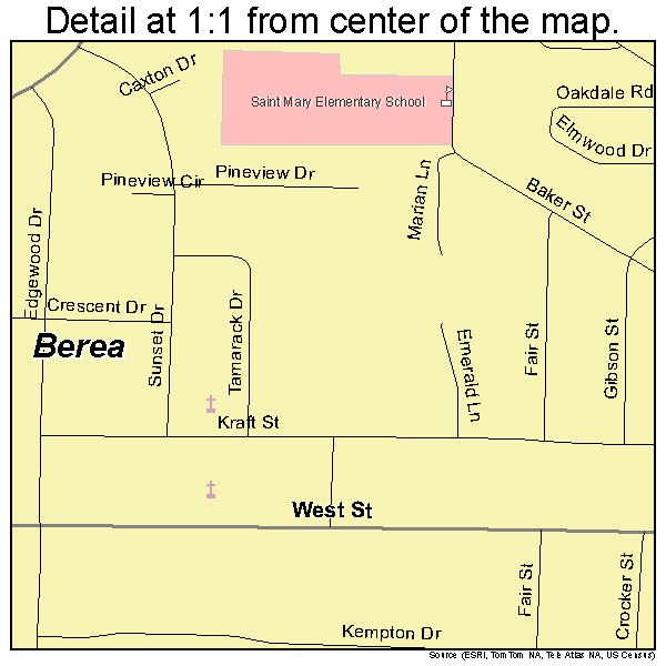 Berea, Ohio road map detail