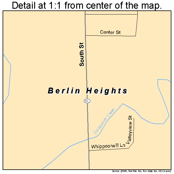 Berlin Heights, Ohio road map detail