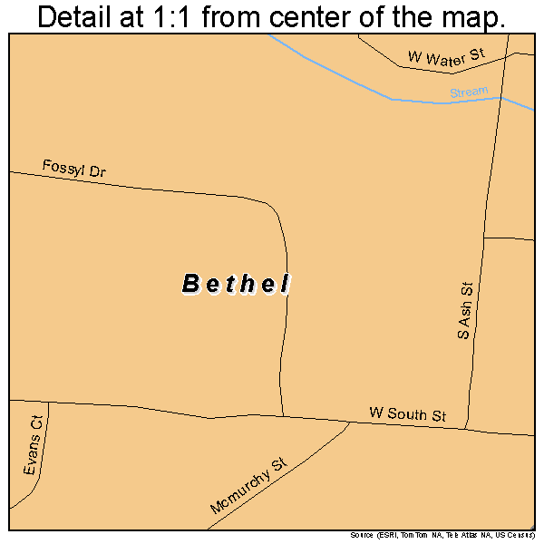 Bethel, Ohio road map detail