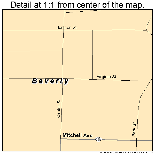 Beverly, Ohio road map detail