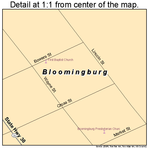 Bloomingburg, Ohio road map detail