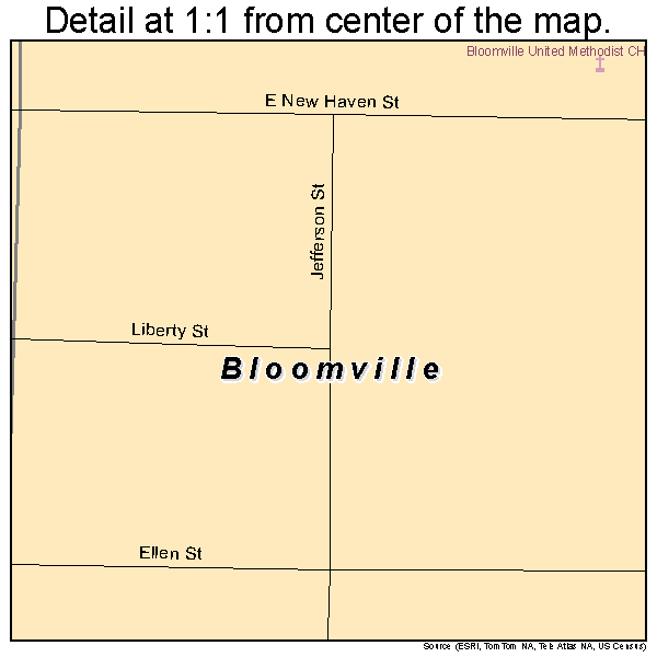 Bloomville, Ohio road map detail