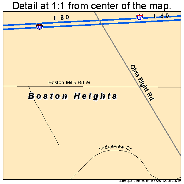 Boston Heights, Ohio road map detail