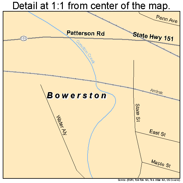 Bowerston, Ohio road map detail