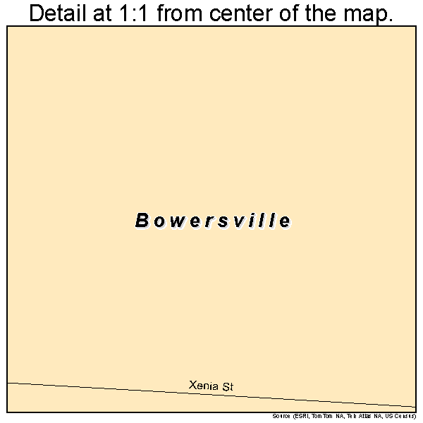 Bowersville, Ohio road map detail